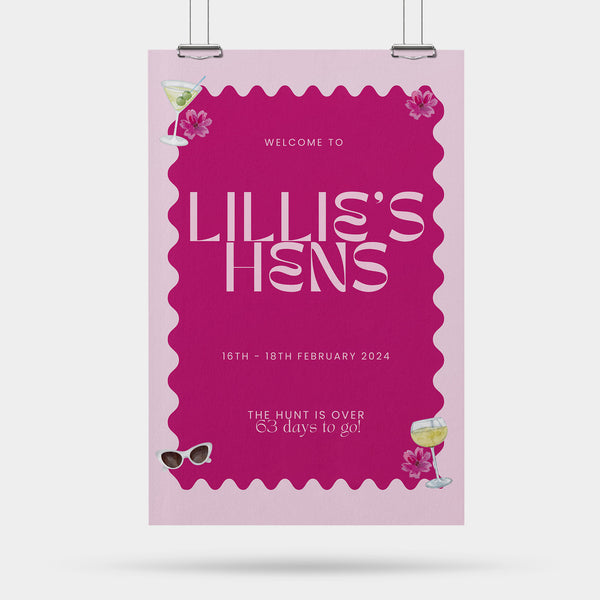Custom Printed Hens Party Signs - Bridal Shower / Bachelorette Party ...