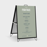 A Frame Display Stand with 2x Corflute Posters