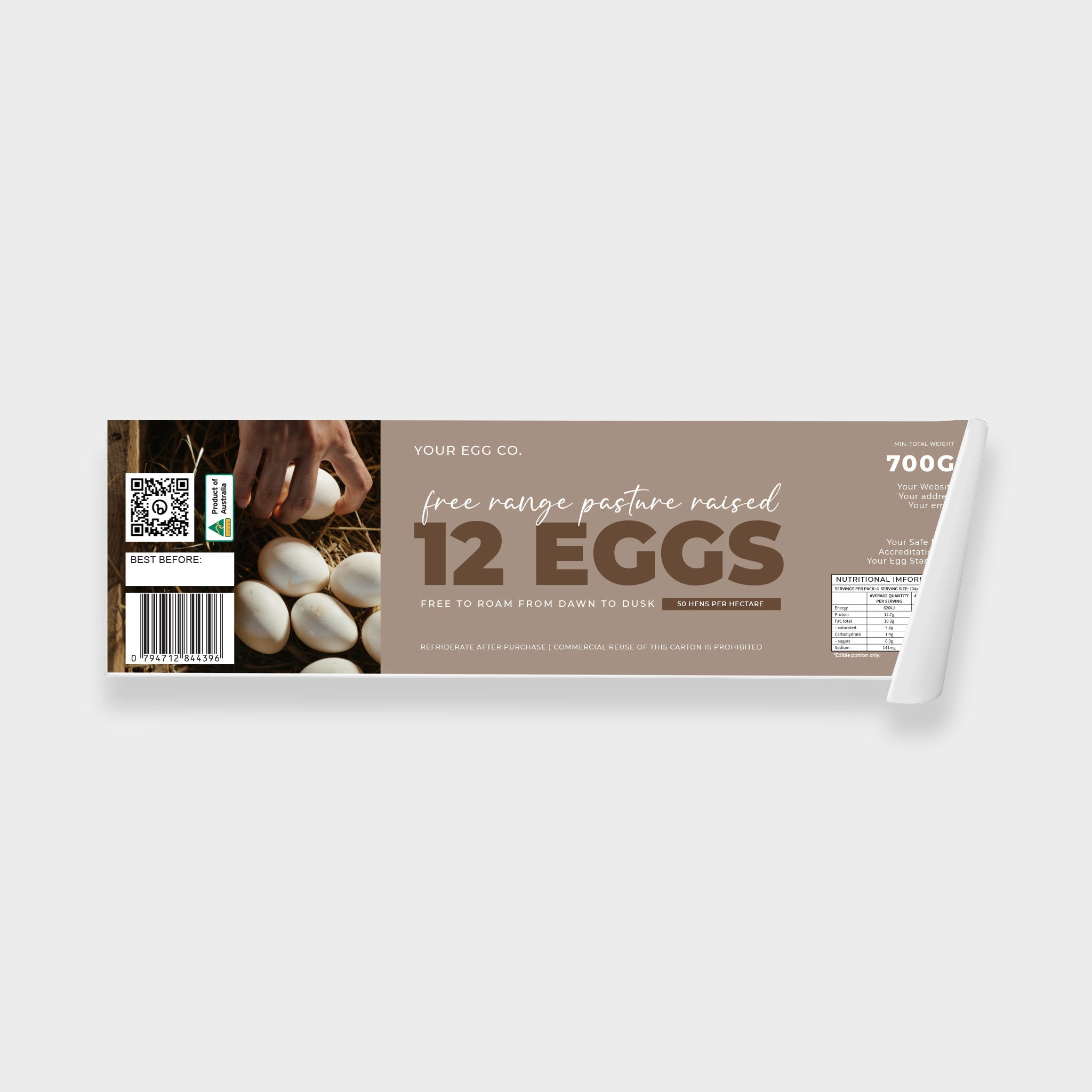 Egg Carton Labels - Suits 12 Pack Pulp Cartons
