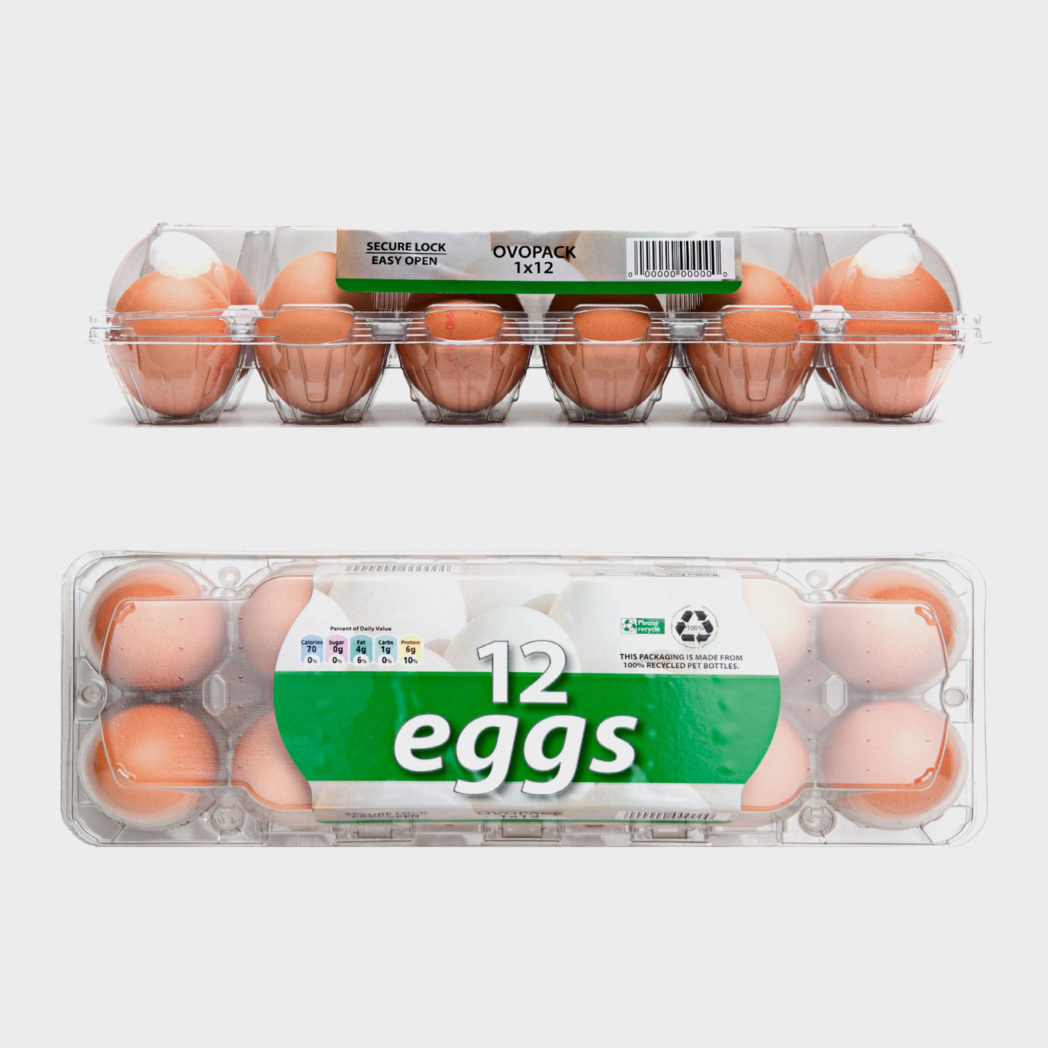 360 x 12 Standard RPET Egg Cartons - Unlabelled