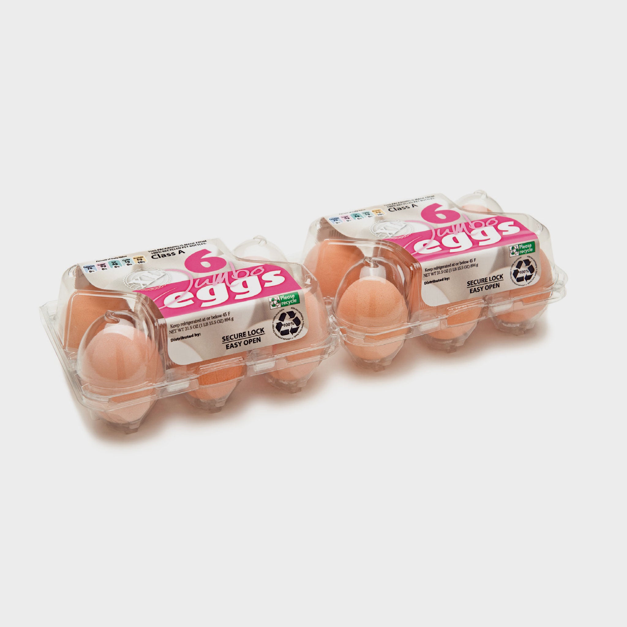 180 x 2x6 Jumbo RPET Vision Egg Cartons - Unlabelled